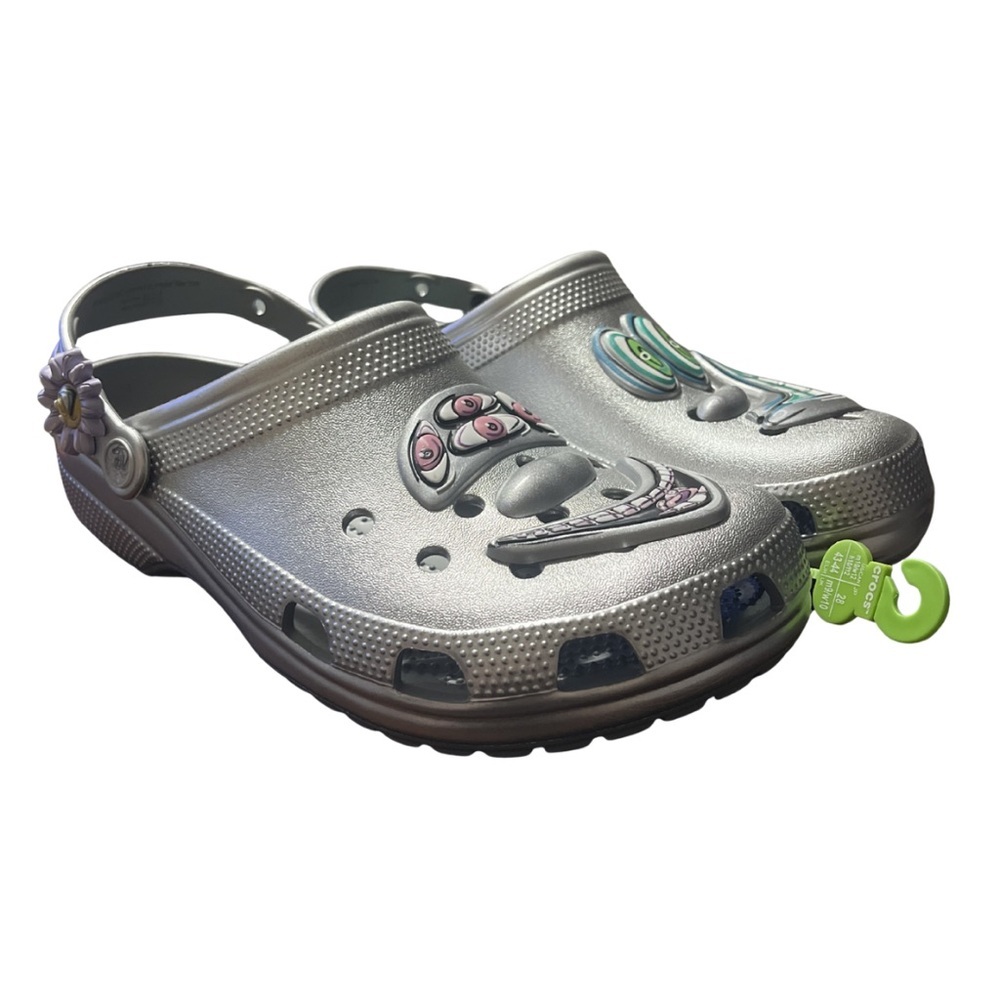 Rare Crocs X Kenny Scharf Classic Clog - Silver Metallic Limited Edition